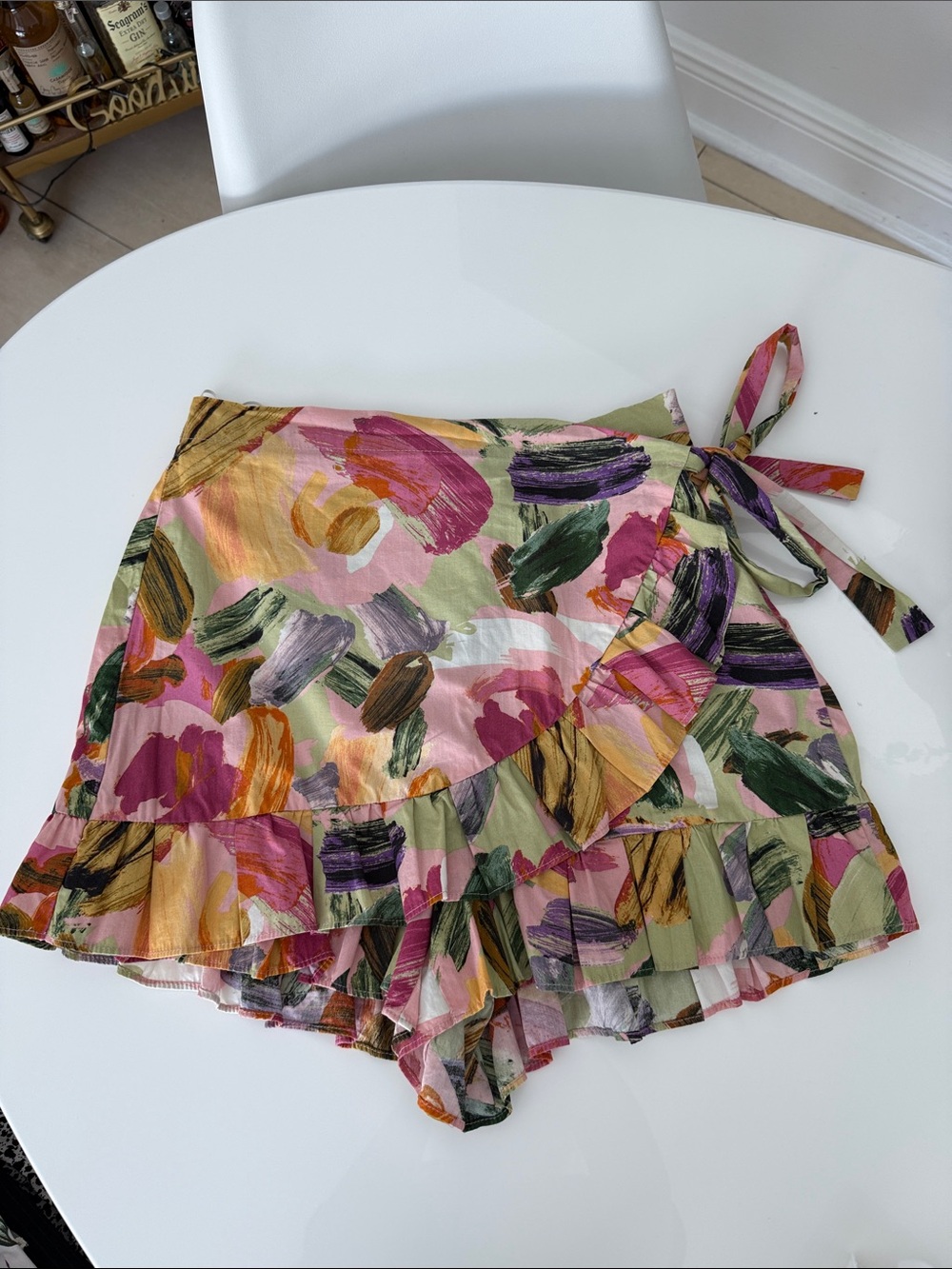 Zara Floral Brushstroke Wrap Skort - Pink & Green